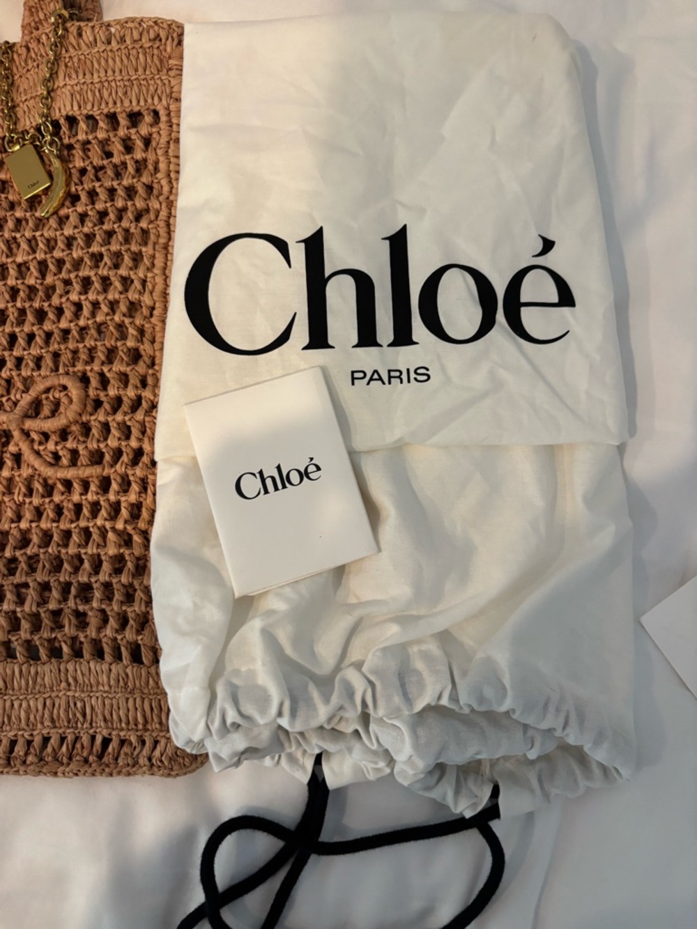 Chloé Crochet Tote in Tan with Gold-Tone Charm - Picture 6 of 6